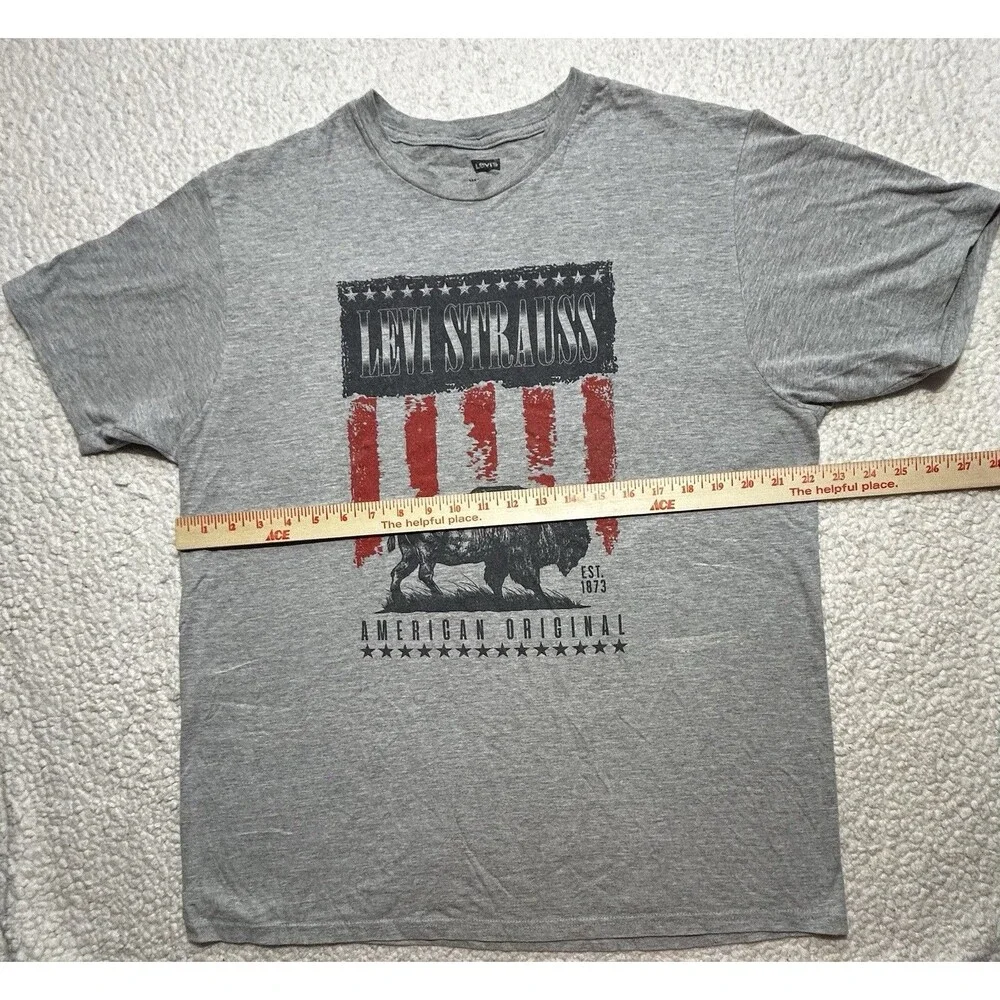 Levi Strauss Graphic T-Shirt Gray Buffalo American Original Men's Size XL